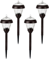Lot de 4 lampes solaires pour allée Solpex à haute luminosité, lampes solaires en métal, 2 LED lumineuses, étanches IP65, éclairage de jardin solaire à allumage/extinction automatique pour allée, chemin et cour