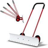 Pelle à neige avec roues Outvita, chasse-neige de 29 po de large et 18 po de long, angle et hauteur réglables, poignée rembourrée, outil de déneigement efficace pour allée ou trottoir (jaune)