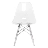 Chaise latérale moulée Dover avec base en acrylique, ensemble de 4 – Transparent
