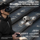 Drone FPV BETAFPV Meteor75 Pro Brushless Whoop avec contrôleur de vol Matrix 1S 3-en-1 HD, moteur 1102 22000KV, hélices tripales 45 mm, compatible avec l'unité aérienne O4 pour les cinéastes et passionnés de FPV, vol en intérieur et extérieur – PNP