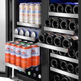 Cave à vin Tittla de 30 pouces, réfrigérateur pour vin et boissons à double zone, refroidisseur de vin sous comptoir ou autonome d'une capacité de 33 bouteilles et 80 canettes