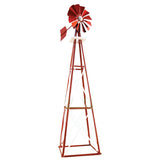 Éolienne de jardin Outdoor Water Solutions de 12 pieds, revêtement en poudre rouge et blanc