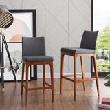 Tabouret de comptoir Devon en similicuir de New Pacific Direct, pieds brun noyer, gris antique, lot de 2
