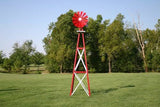 Éolienne de jardin Outdoor Water Solutions de 12 pieds, revêtement en poudre rouge et blanc