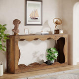 Table console de ferme Tribesigns 63 pouces avec rangement, table de canapé à placer derrière le canapé, longue table d'entrée, console étroite, meuble d'entrée pour salon, marron