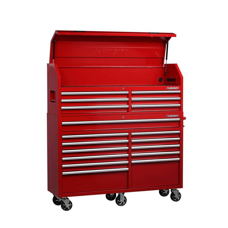 Ensemble combiné de caisse à outils et servante Husky, 61 po L, 18 tiroirs, fini lustré