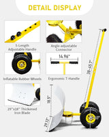 Pelle à neige avec roues Outvita, chasse-neige de 29 po de large et 18 po de long, angle et hauteur réglables, poignée rembourrée, outil de déneigement efficace pour allée ou trottoir (jaune)