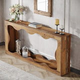 Table console de ferme Tribesigns 63 pouces avec rangement, table de canapé à placer derrière le canapé, longue table d'entrée, console étroite, meuble d'entrée pour salon, marron