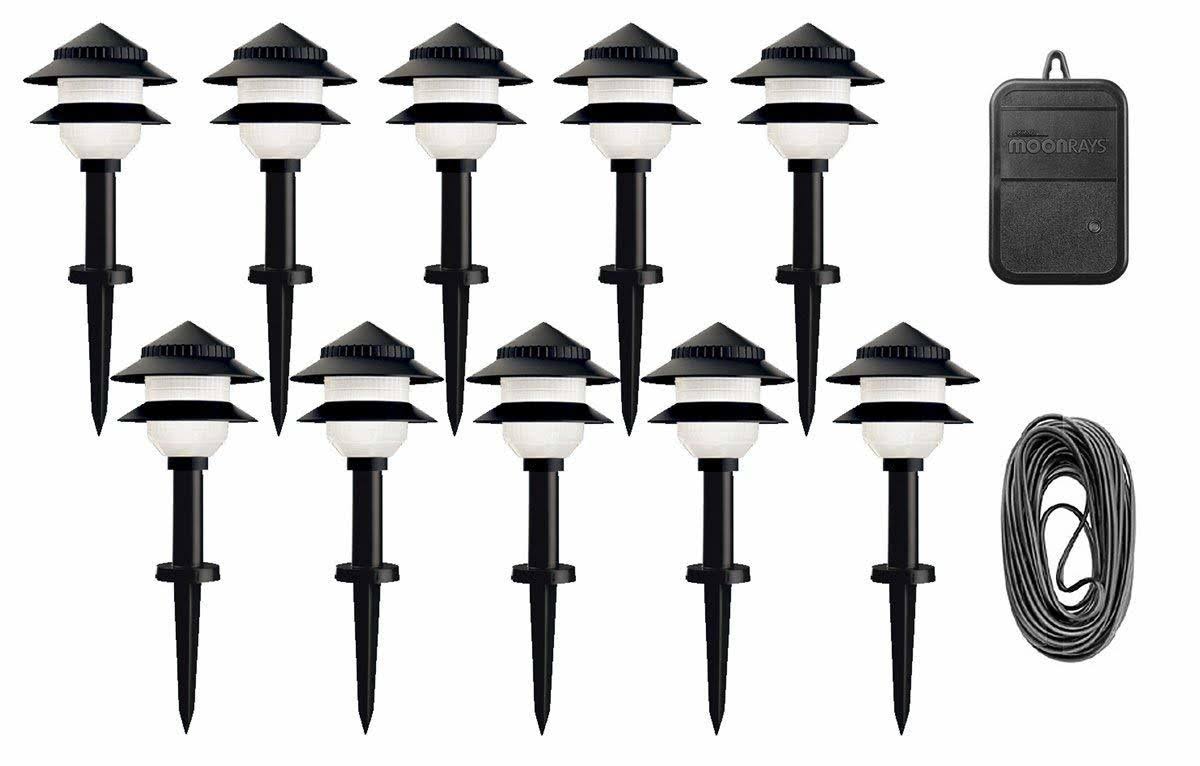Kit d'éclairage basse tension Moonrays 95534 à 10 luminaires en plastique (noir)