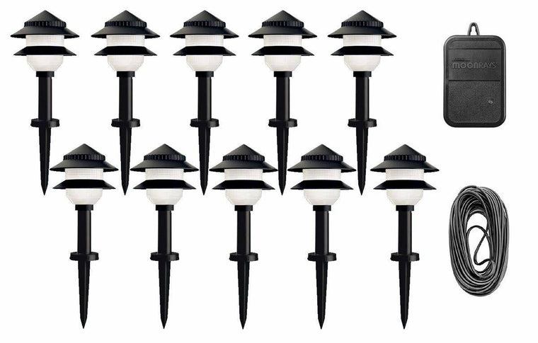 Kit d'éclairage basse tension Moonrays 95534 à 10 luminaires en plastique (noir)