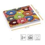 Lot de 4 dessous de verre carrés en céramique motif donuts, absorbants et résistants à la chaleur, protection de bureau avec base en liège pour cuisine, bar et décoration intérieure, 10 cm