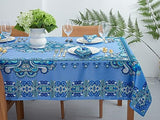Nappe rectangulaire YiHomer Mykonos à motif de carreaux cachemire bordés, 152 x 213 cm, pour décorations de printemps et d'été, pique-niques et dîners – Intérieur et extérieur, résistante aux taches et à l'eau