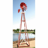 Éolienne de jardin Outdoor Water Solutions de 12 pieds, revêtement en poudre rouge et blanc