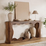 Table console de ferme Tribesigns 63 pouces avec rangement, table de canapé à placer derrière le canapé, longue table d'entrée, console étroite, meuble d'entrée pour salon, marron