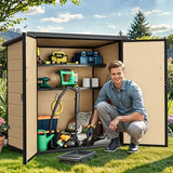 Abri de jardin extérieur en résine DWVO 1,5 x 0,9 m avec plancher, abri de rangement verrouillable et étanche avec fenêtre, rangement d'outils en plastique pour jardin, arrière-cour, terrasse, pelouse, gris