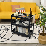 Chariot utilitaire à 3 niveaux Goplus, chariot de service commercial robuste avec roues verrouillables, capacité de charge de 150 kg, poignée ergonomique, chariot de rangement à outils mobile pour entrepôt et garage, noir