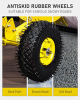 Pelle à neige avec roues Outvita, chasse-neige de 29 po de large et 18 po de long, angle et hauteur réglables, poignée rembourrée, outil de déneigement efficace pour allée ou trottoir (jaune)