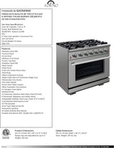 Capriasca – Cuisinière à gaz autonome Titanium Professional 36 po