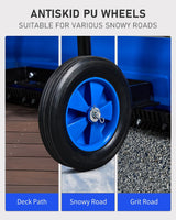 Pelle à neige avec roues Outvita, chasse-neige de 29 po de large et 18 po de long, angle et hauteur réglables, poignée rembourrée, outil de déneigement efficace pour allée ou trottoir (jaune)