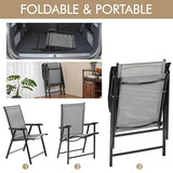 Yaheetech Lot de 4 chaises de salle à manger de patio avec accoudoirs, chaises pliantes d'extérieur avec cadre en métal et dossier pour pelouse, jardin, cour et bord de piscine, noir