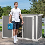 Abri de jardin extérieur en résine DWVO 1,5 x 0,9 m avec plancher, abri de rangement verrouillable et étanche avec fenêtre, rangement d'outils en plastique pour jardin, arrière-cour, terrasse, pelouse, gris