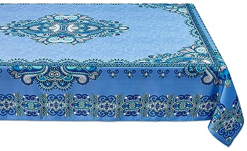 Nappe rectangulaire YiHomer Mykonos à motif de carreaux cachemire bordés, 152 x 213 cm, pour décorations de printemps et d'été, pique-niques et dîners – Intérieur et extérieur, résistante aux taches et à l'eau