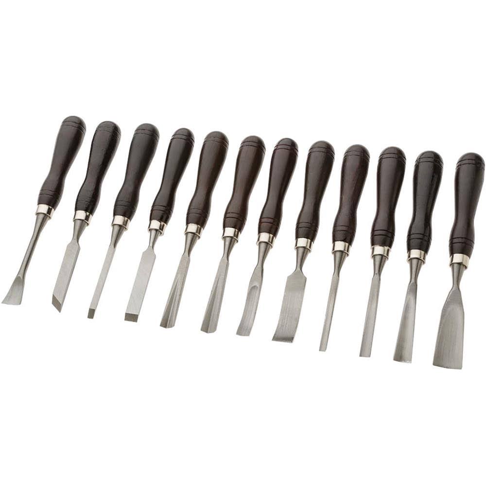 Jeu de 12 ciseaux à bois Grizzly H7923 en coffret en bois
