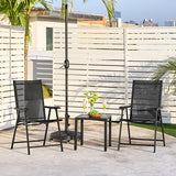 Yaheetech Lot de 4 chaises de salle à manger de patio avec accoudoirs, chaises pliantes d'extérieur avec cadre en métal et dossier pour pelouse, jardin, cour et bord de piscine, noir