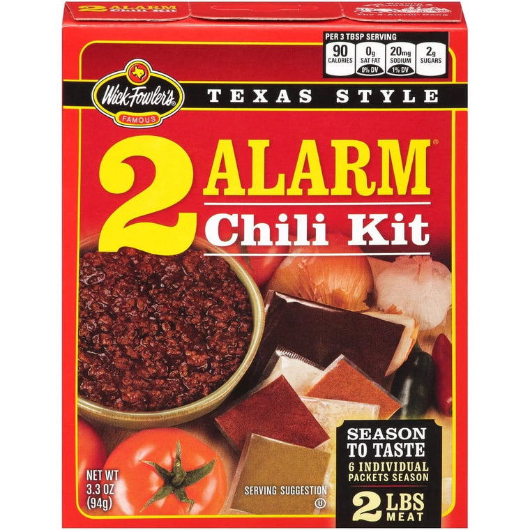 Kit à chili style texan 2 Alarm de Wick Fowler, paquet de 8 de 93,5 g
