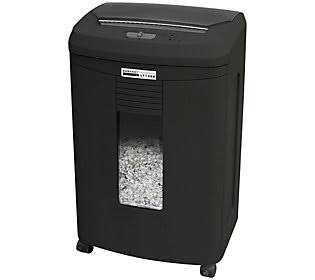 Destructeur de documents micro-coupe 12 feuilles Embassy avec bac d'alimentation automatique 140 feuilles, noir