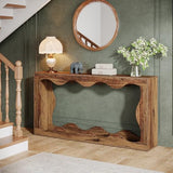 Table console de ferme Tribesigns 63 pouces avec rangement, table de canapé à placer derrière le canapé, longue table d'entrée, console étroite, meuble d'entrée pour salon, marron