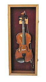 DisplayGifts Vitrine pour violon avec support et serrure (fini chêne)