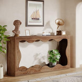 Table console de ferme Tribesigns 63 pouces avec rangement, table de canapé à placer derrière le canapé, longue table d'entrée, console étroite, meuble d'entrée pour salon, marron