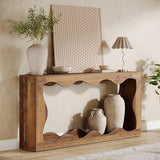 Table console de ferme Tribesigns 63 pouces avec rangement, table de canapé à placer derrière le canapé, longue table d'entrée, console étroite, meuble d'entrée pour salon, marron