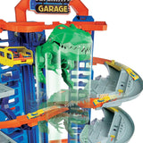 Garage ultime Hot Wheels City Robo T-Rex, mode multi-niveaux et multi-jeux, peut contenir plus de 100 voitures à l'échelle 1:64, idée de cadeau pour les enfants de 3 ans et plus