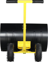 Pelle à neige avec roues Outvita, chasse-neige de 29 po de large et 18 po de long, angle et hauteur réglables, poignée rembourrée, outil de déneigement efficace pour allée ou trottoir (jaune)