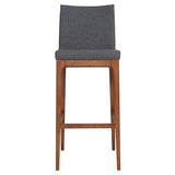 Tabouret de comptoir Devon en similicuir de New Pacific Direct, pieds brun noyer, gris antique, lot de 2
