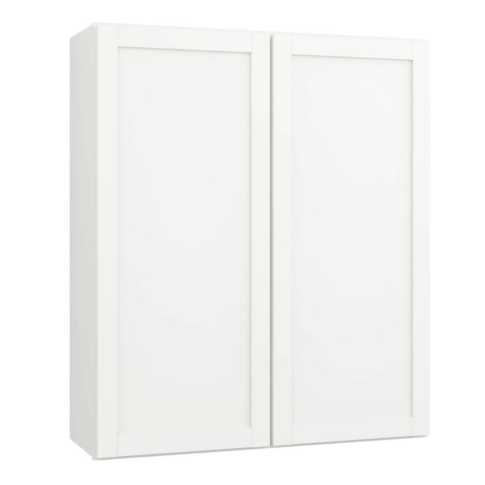 Armoire murale de cuisine Hampton Bay Courtland, fini blanc polaire, stratifié, style Shaker, assemblée, 36 po x 42 po x 12 po