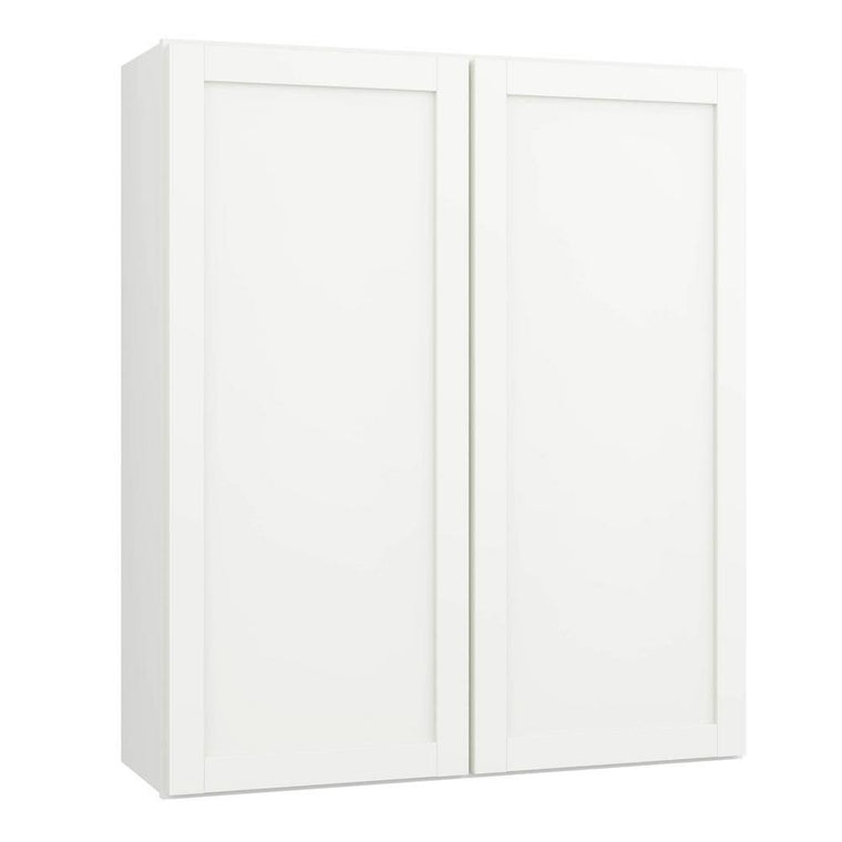 Armoire murale de cuisine Hampton Bay Courtland, fini blanc polaire, stratifié, style Shaker, assemblée, 36 po x 42 po x 12 po